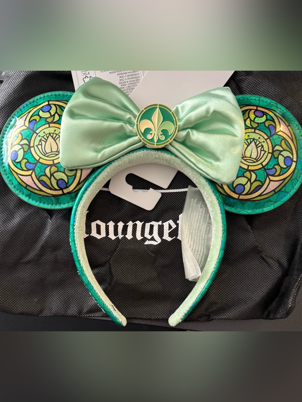 Loungefly Green Tiana Stained Glass Mini Backpack with Bow Ear Accessory *NWT - Picture 11 of 16